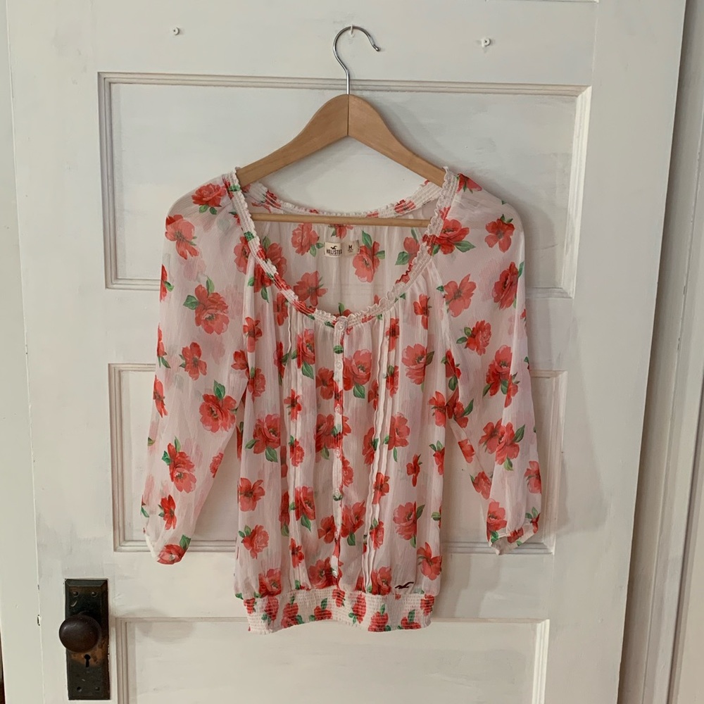 Hollister Sheer Floral Top Size M